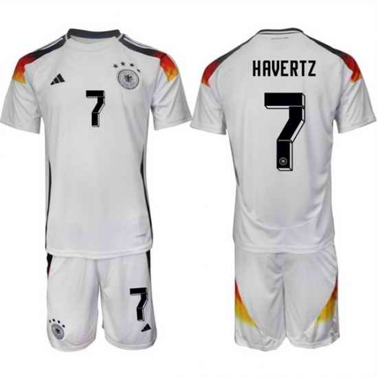 Men Germany 7 Kai Havertz White 2024 25 Home Soccer Jersey Suit